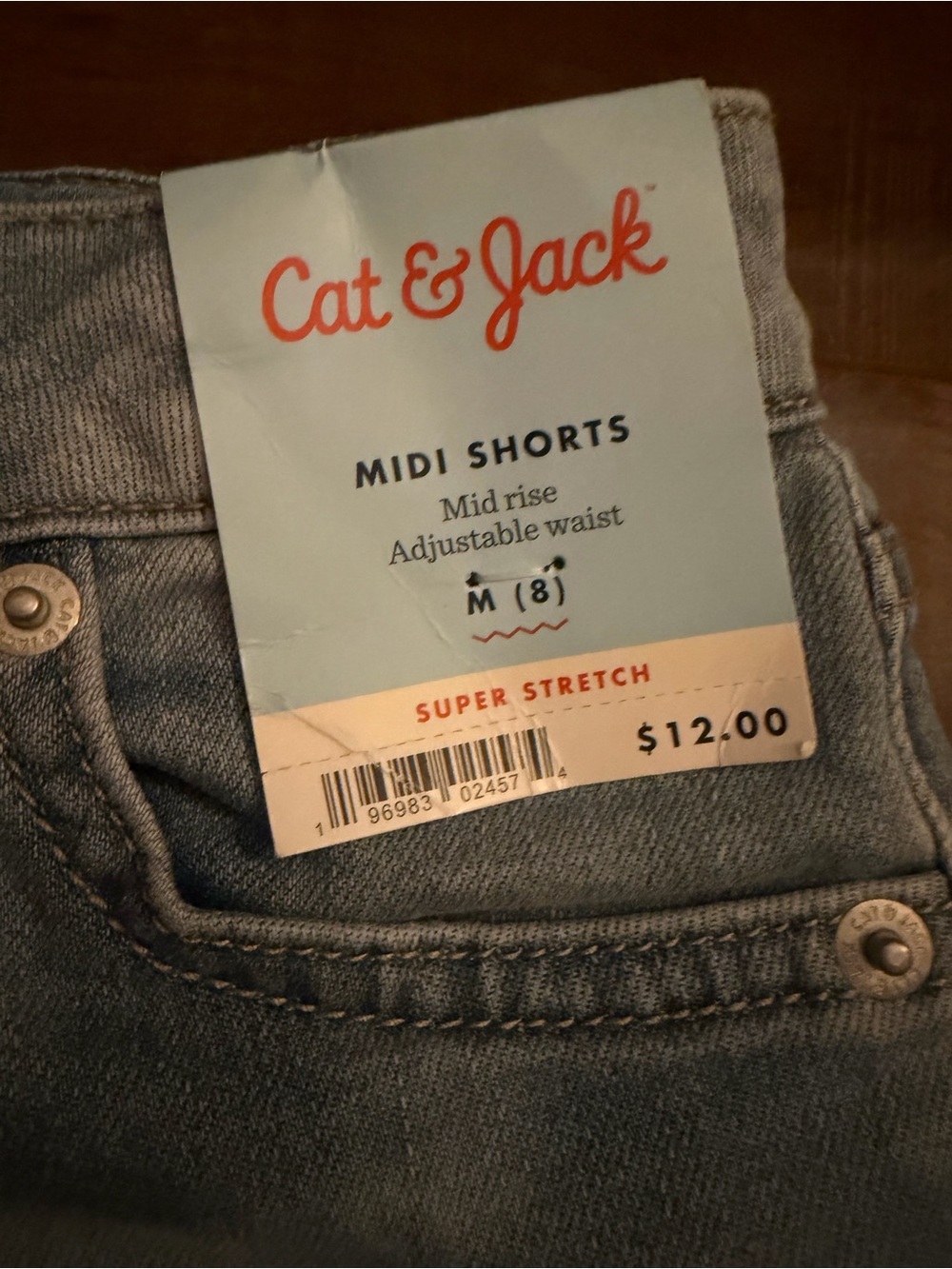 Cat & Jack Light Wash Frayed Hem Denim Shorts - Picture 3 of 3